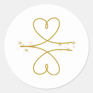 Adesivo de casamento Corações em Linha Dourada Min