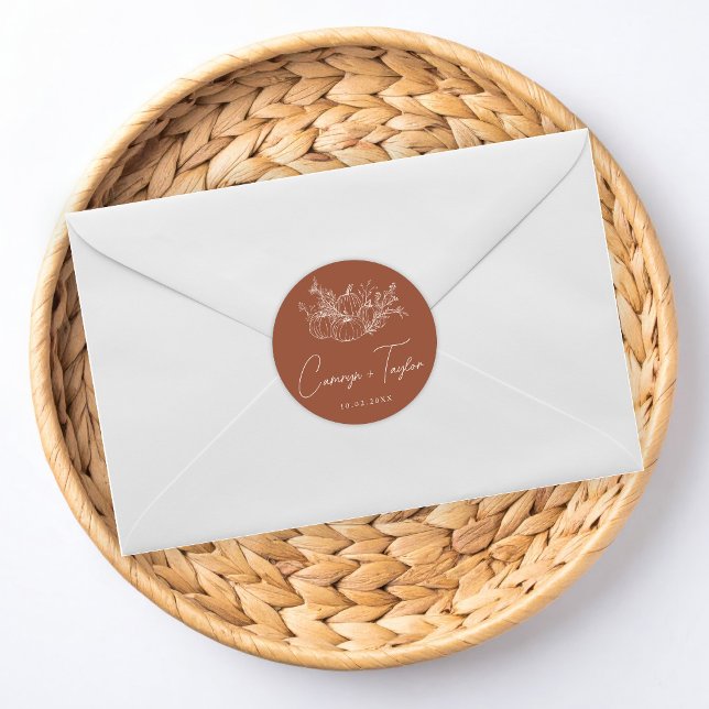 Adesivo de casamento de abóbora de terracota (Criador carregado)