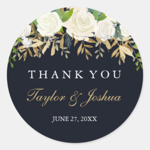 Adesivo de casamento de agradecimento floral doura
