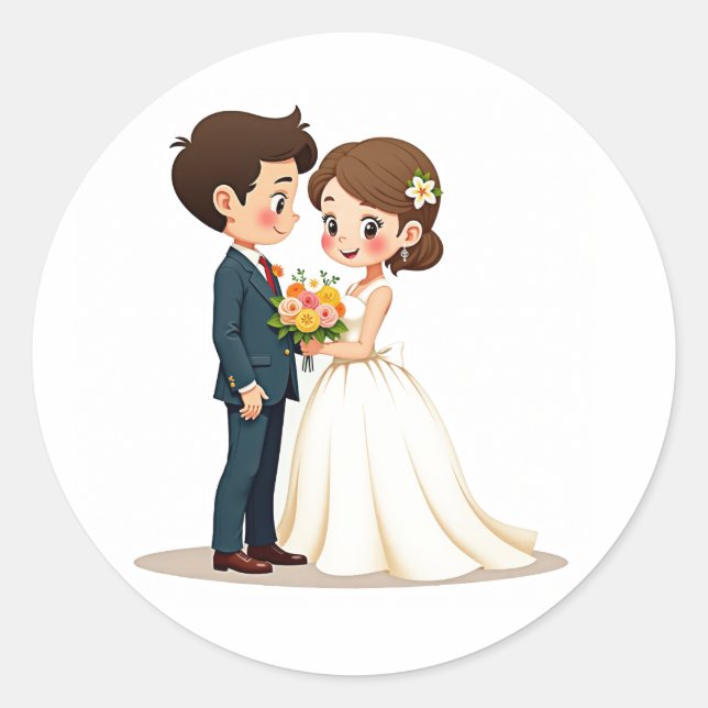 Adesivo de Casamento de Casal Feliz  (Frente)