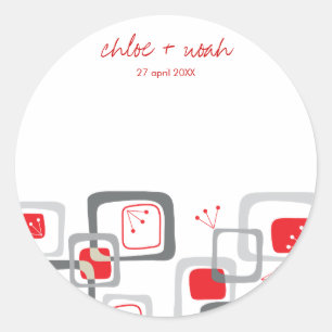 Adesivo de Casamento de Quadrados Vermelhos Modern