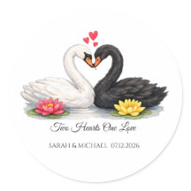 Adesivo de Casamento Dois Corações Um Amor Cisnes 