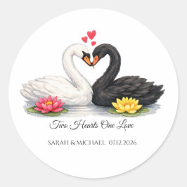 Adesivo de Casamento Dois Corações Um Amor Cisnes 