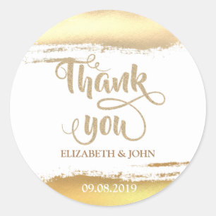 Adesivo de casamento Elegant Gold Brash Stroke