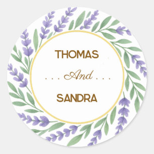 Adesivo de Casamento Elegante Lavanda Aquarela