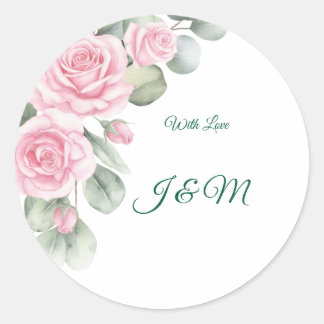 Adesivo de casamento Elegantes Rosas Rosa e Cisne