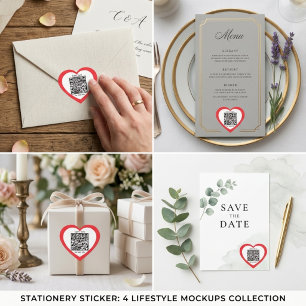 Adesivo de casamento em forma de coração vermelho 