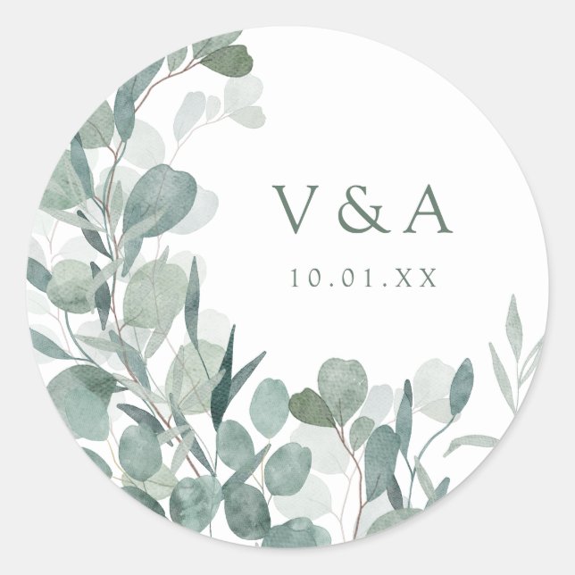 Adesivo de Casamento Eucalipto Verde (Frente)