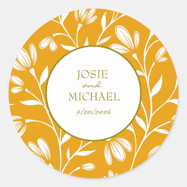 Adesivo de casamento floral (Frente)