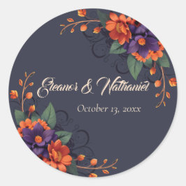 Adesivo de casamento floral 3D gótico elegante cav