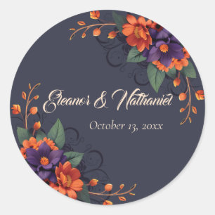Adesivo de casamento floral 3D gótico elegante cav