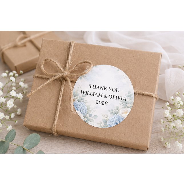 Adesivo de casamento floral azul personalizado (Criador carregado)
