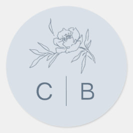 Adesivo de casamento floral azul poeirento