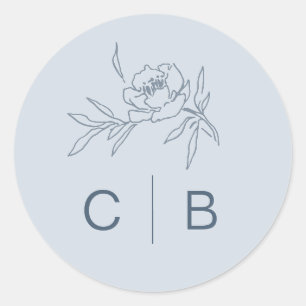 Adesivo de casamento floral azul poeirento