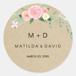 Adesivo de casamento floral Boho rústico