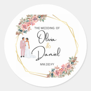 Adesivo de casamento floral elegante