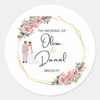 Adesivo de casamento floral elegante