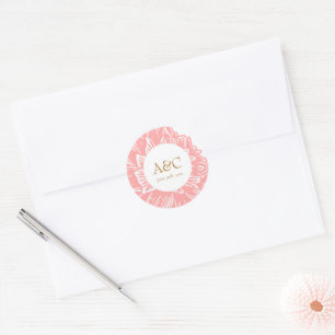 Adesivo de casamento floral em rosa poeirento com 
