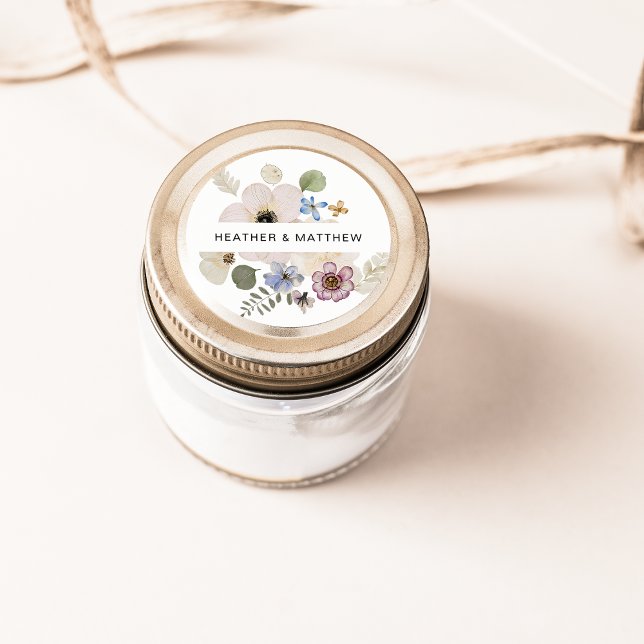 Adesivo de casamento floral moderno (Modern Floral Wedding Sticker by Painted Paperie
)