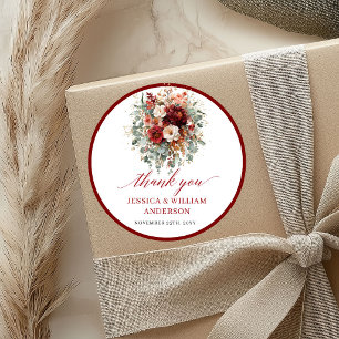 Adesivo de Casamento Floral Outono Burgundy Elegan