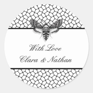 Adesivo de Casamento Gótico – Mariposa & Renda Pre