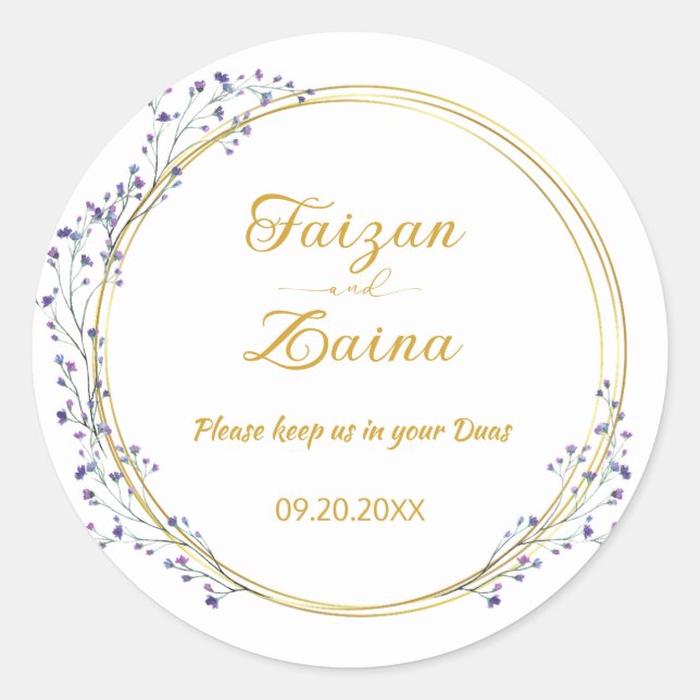 Adesivo de Casamento Islâmico de Nikkah Shaadi (Frente)