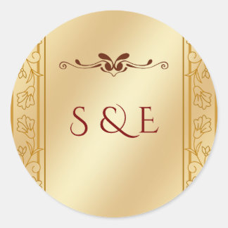 Adesivo de casamento metálico dourado de luxo eleg