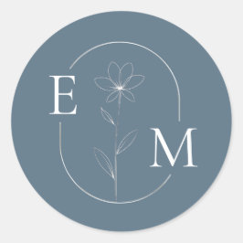 Adesivo de casamento minimalista com floral monogr