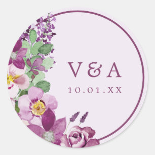 Adesivo de Casamento Monograma Lavanda