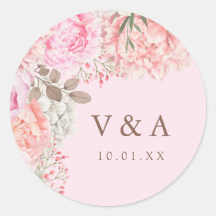 Adesivo de Casamento Peônia Rosa