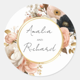 Adesivo de Casamento Personalizado Floral Elegante