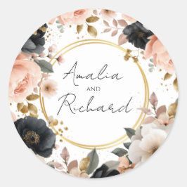 Adesivo de Casamento Personalizado Floral Elegante