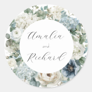 Adesivo de Casamento Personalizado Floral Elegante