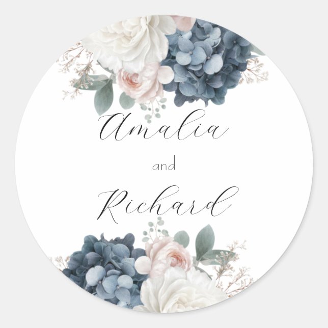 Adesivo de Casamento Personalizado Floral Elegante (Frente)