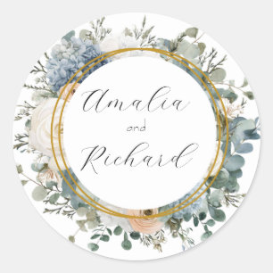 Adesivo de Casamento Personalizado Floral Elegante