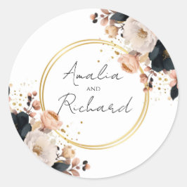 Adesivo de Casamento Personalizado Floral Elegante