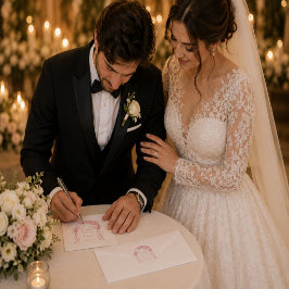 Adesivo de casamento rosa corado