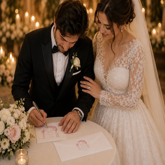 Adesivo de casamento rosa corado (Criador carregado)