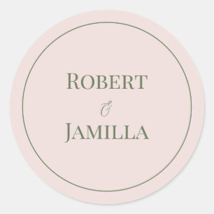 Adesivo de Casamento Rosa Pálido e Verde Desbotado