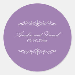 Adesivo de Casamento Roxo no Estilo Regência