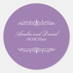 Adesivo de Casamento Roxo no Estilo Regência
