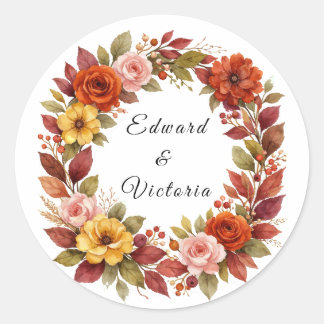 Adesivo de Casamento Rústico Coroa Floral Outono L