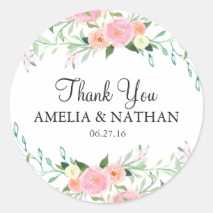 Adesivo de casamento Sweet Watercolor Pink Peach