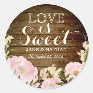 Adesivo de casamento Sweet Wood Look Love é Doce