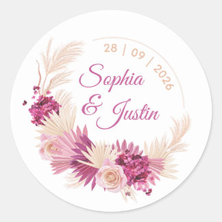 Adesivo de Casamento Tropical Pastel Etiqueta Flor