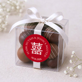 Adesivo de casamento vermelho Double Happiness