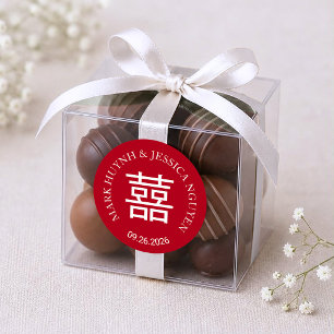 Adesivo de casamento vermelho Double Happiness