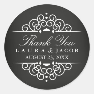 Adesivo de casamento vintage com quadro-negro