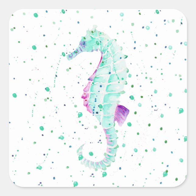 Adesivo de Cavalo-Marinho em Aquarela (Frente)