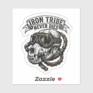 Adesivo de Caveira de Lobo Iron Tribe Never Dies